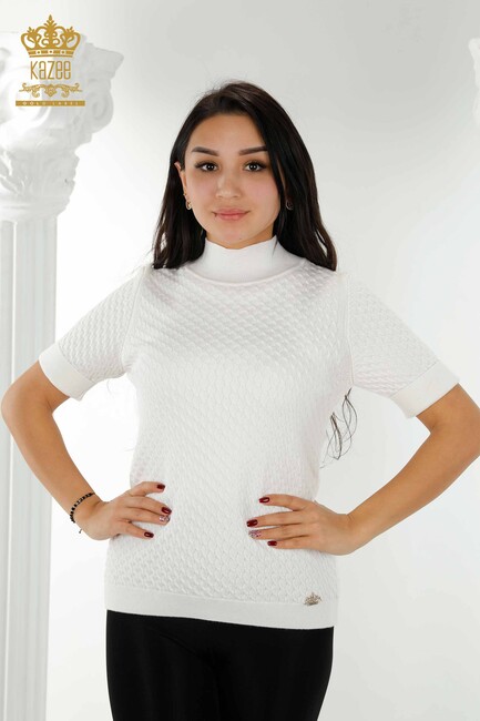 Women's Knitwear Short Sleeve Ecru - 30119 | KAZEE - Thumbnail