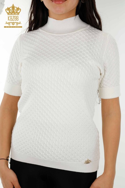 Women's Knitwear Short Sleeve Ecru - 30119 | KAZEE - Thumbnail