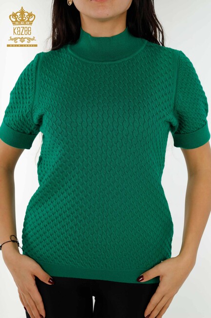 Women's Knitwear Short Sleeve Green - 30119 | KAZEE - Thumbnail