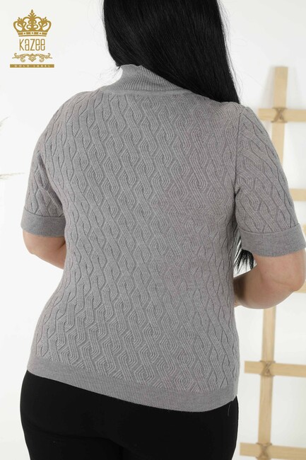 Women's Knitwear Short Sleeve Gray - 16181 | KAZEE - Thumbnail