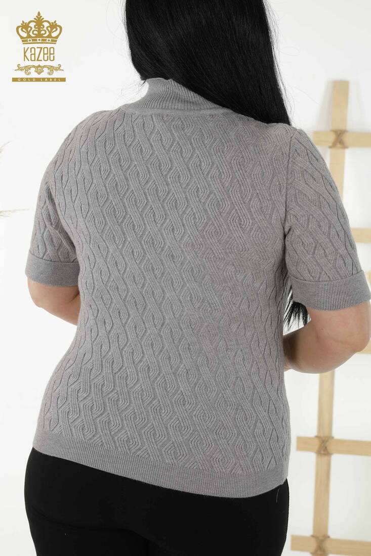 Women's Knitwear Short Sleeve Gray - 16181 | KAZEE