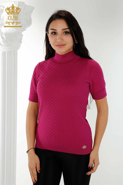 Women's Knitwear Short Sleeve Purple - 30119 | KAZEE - Thumbnail