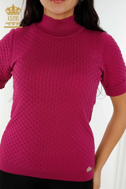 Women's Knitwear Short Sleeve Purple - 30119 | KAZEE - Thumbnail