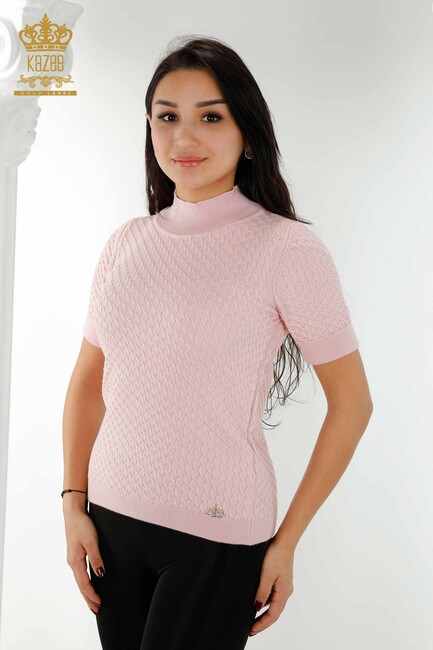 Women's Knitwear Short Sleeve Powder - 30119 | KAZEE - Thumbnail