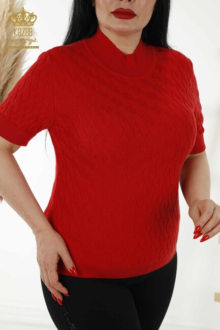 Women's Knitwear Short Sleeve Red - 16181 | KAZEE - Thumbnail