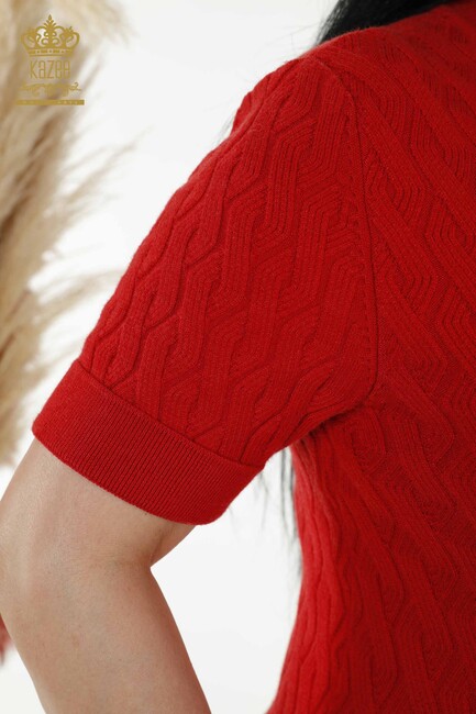 Women's Knitwear Short Sleeve Red - 16181 | KAZEE - Thumbnail