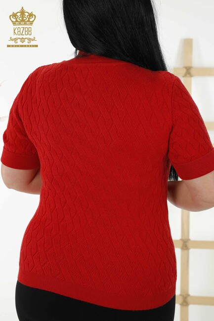 Women's Knitwear Short Sleeve Red - 16181 | KAZEE - Thumbnail