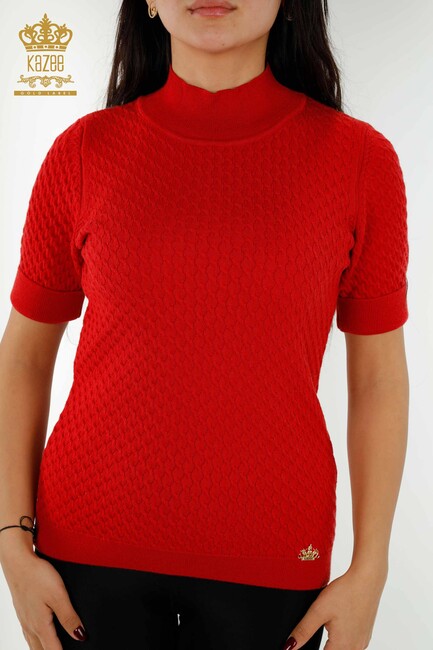 Women's Knitwear Short Sleeve Red - 30119 | KAZEE - Thumbnail