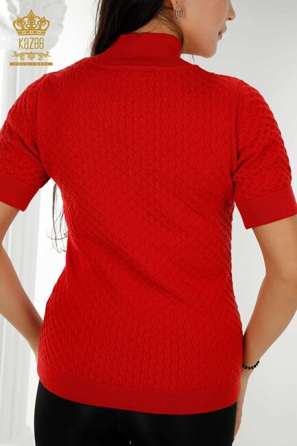 Women's Knitwear Short Sleeve Red - 30119 | KAZEE - Thumbnail