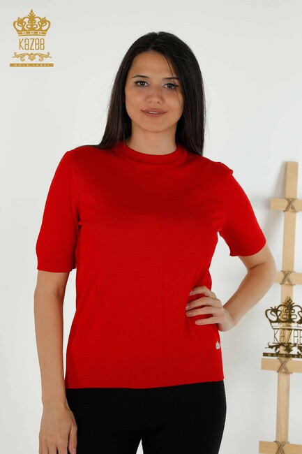 Women's Knitwear Short Sleeve Red - 30255 | KAZEE - Thumbnail