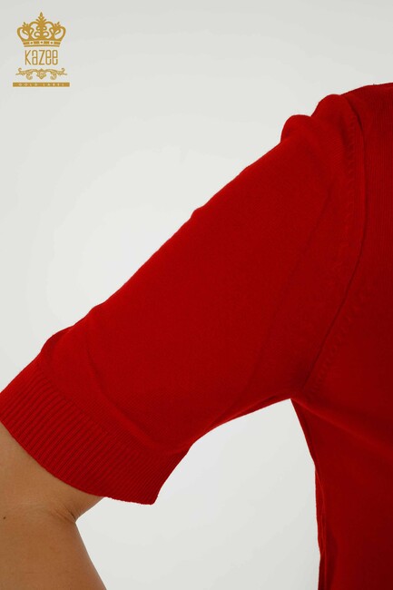 Women's Knitwear Short Sleeve Red - 30255 | KAZEE - Thumbnail