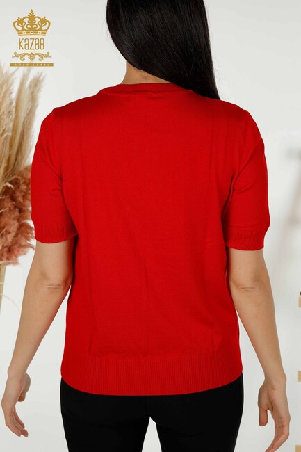 Women's Knitwear Short Sleeve Red - 30255 | KAZEE - Thumbnail