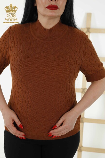 Women's Knitwear Short Sleeve Tan - 16181 | KAZEE - Thumbnail