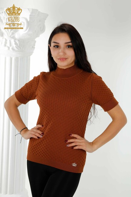 Women's Knitwear Short Sleeve Tan - 30119 | KAZEE - Thumbnail