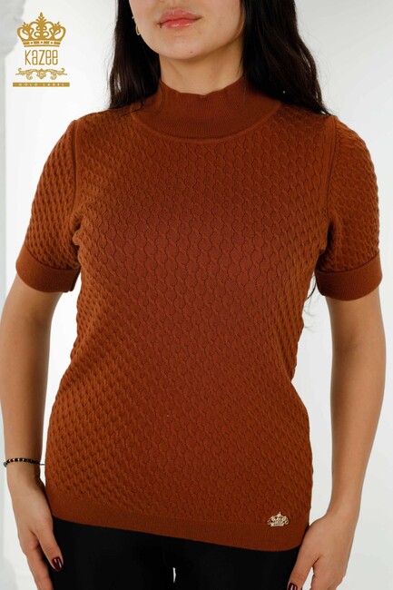 Women's Knitwear Short Sleeve Tan - 30119 | KAZEE - Thumbnail