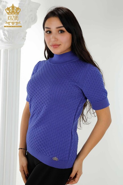 Women's Knitwear Short Sleeve Violet - 30119 | KAZEE - Thumbnail