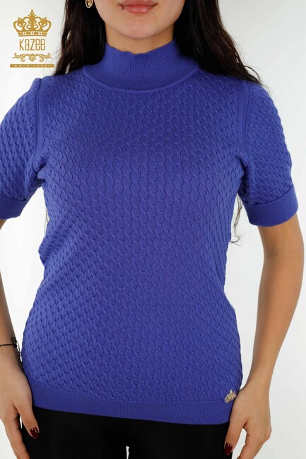 Women's Knitwear Short Sleeve Violet - 30119 | KAZEE - Thumbnail