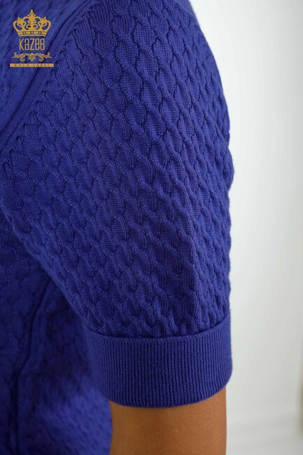 Women's Knitwear Short Sleeve Violet - 30119 | KAZEE - Thumbnail