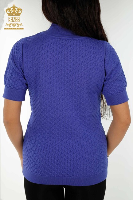 Women's Knitwear Short Sleeve Violet - 30119 | KAZEE - Thumbnail