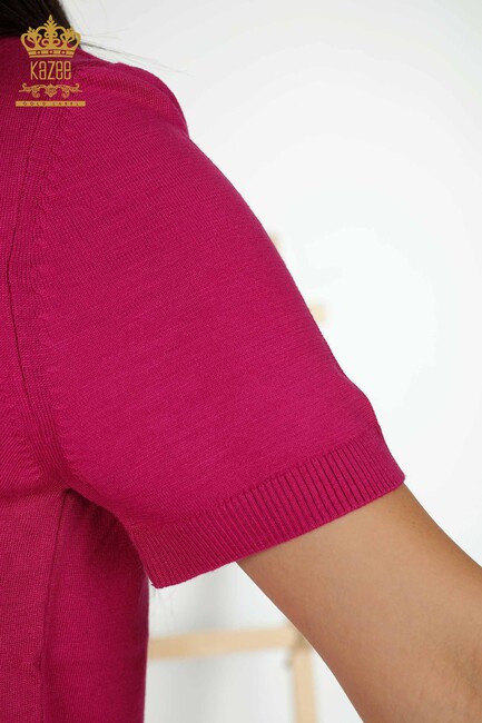 Women's Knitwear Short Sleeve Dark Fuchsia - 30255 | KAZEE - Thumbnail