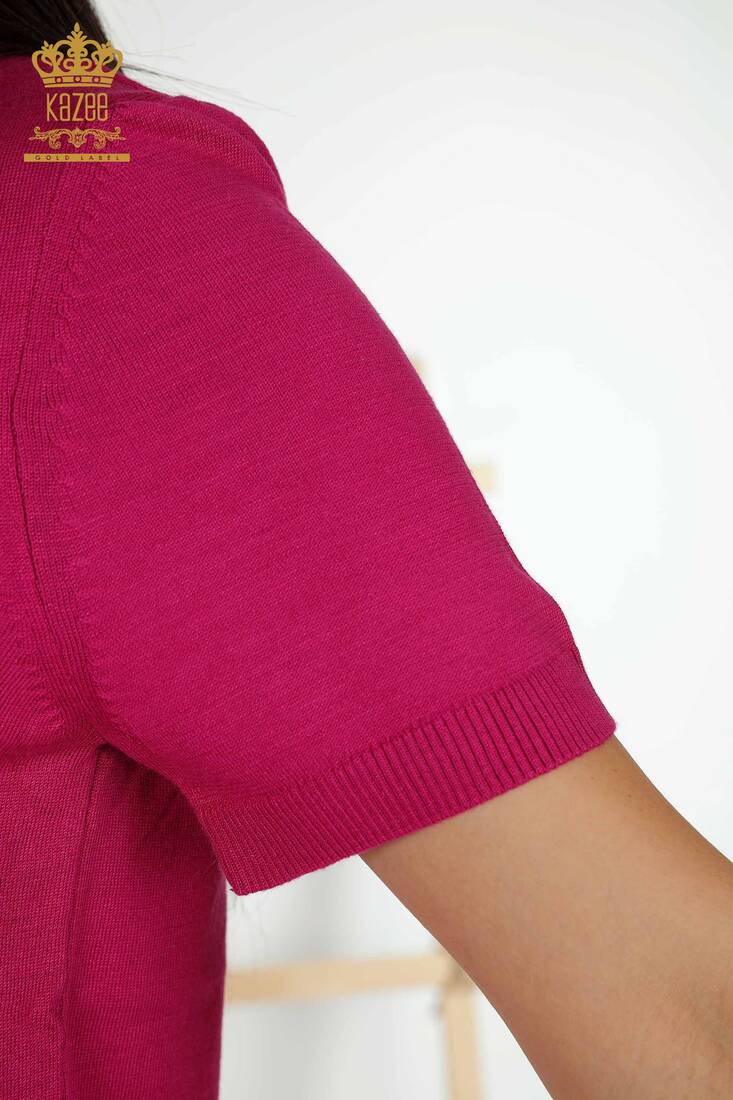 Women's Knitwear Short Sleeve Dark Fuchsia - 30255 | KAZEE