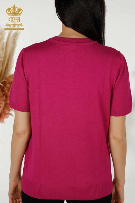 Women's Knitwear Short Sleeve Dark Fuchsia - 30255 | KAZEE - Thumbnail