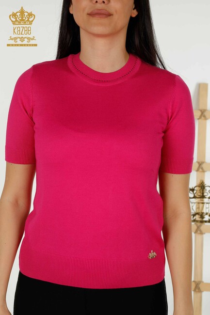 Women's Knitwear Short Sleeve Fuchsia - 30255 | KAZEE - Thumbnail