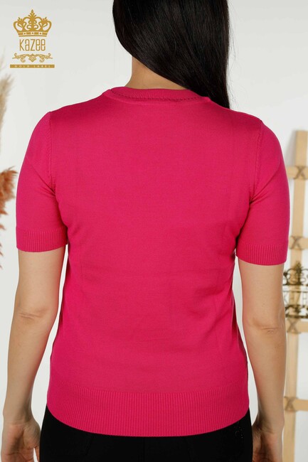 Women's Knitwear Short Sleeve Fuchsia - 30255 | KAZEE - Thumbnail