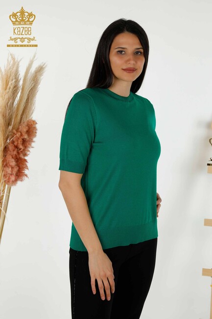 Women's Knitwear Short Sleeve Green - 30255 | KAZEE - Thumbnail