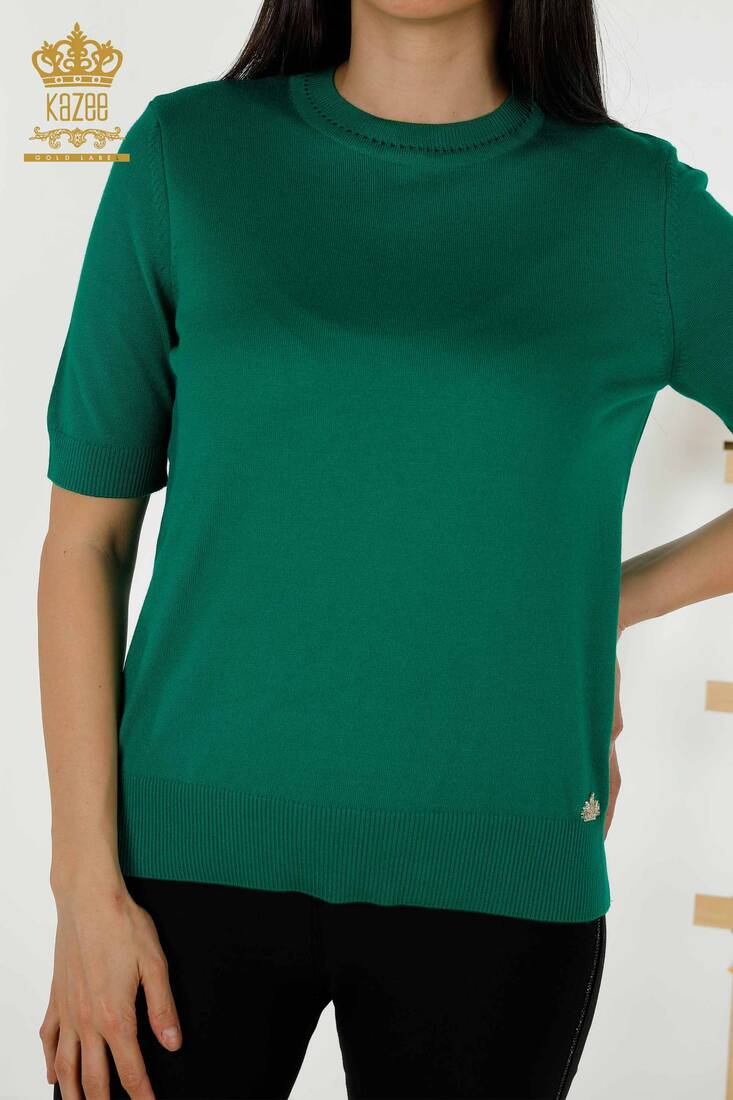 Women's Knitwear Short Sleeve Green - 30255 | KAZEE