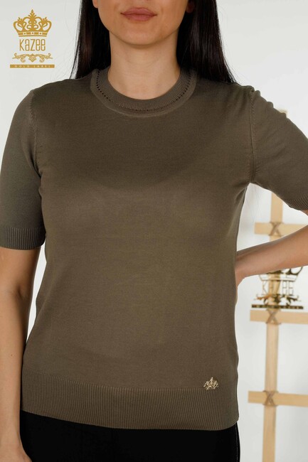 Women's Knitwear Short Sleeve Khaki - 30255 | KAZEE - Thumbnail