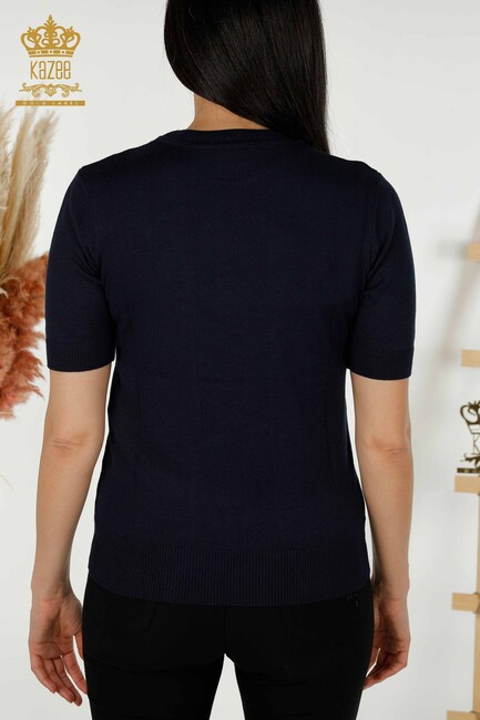 Women's Knitwear Short Sleeve Navy Blue - 30255 | KAZEE - Thumbnail