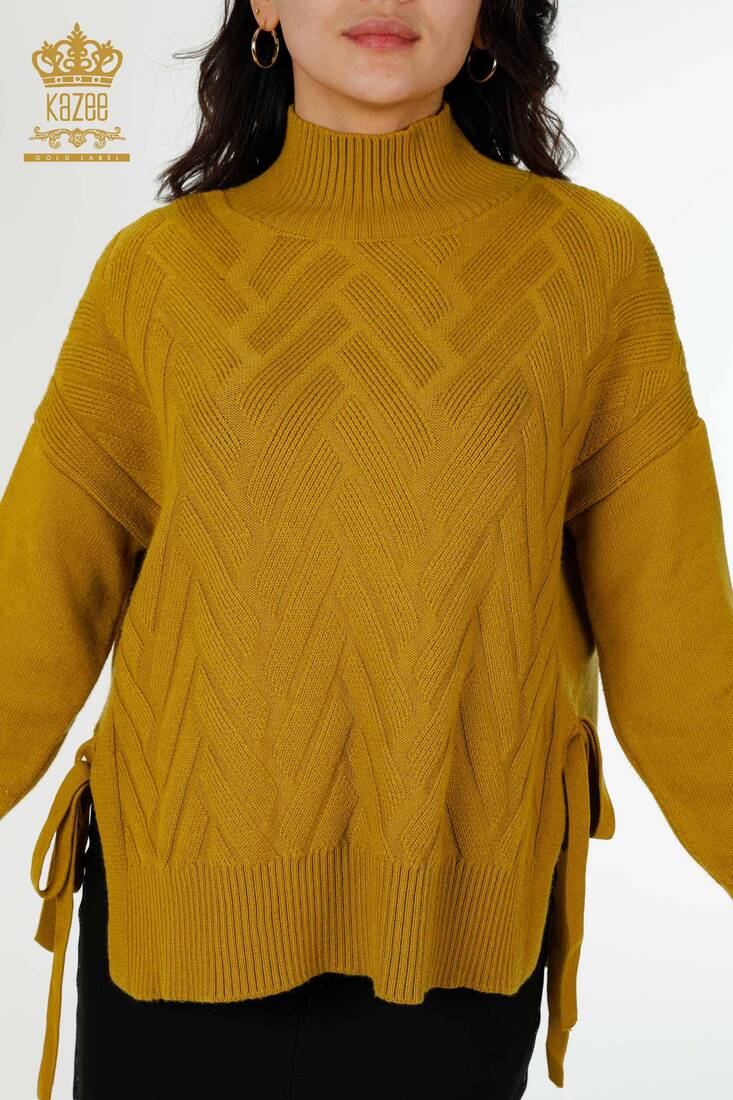 Women's Knitwear with Thread Tie Sides Mustard - 30000 | KAZEE