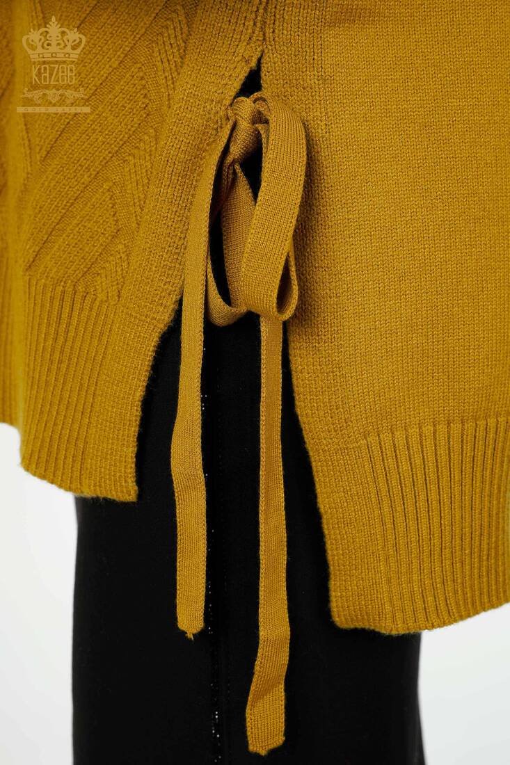 Women's Knitwear with Thread Tie Sides Mustard - 30000 | KAZEE