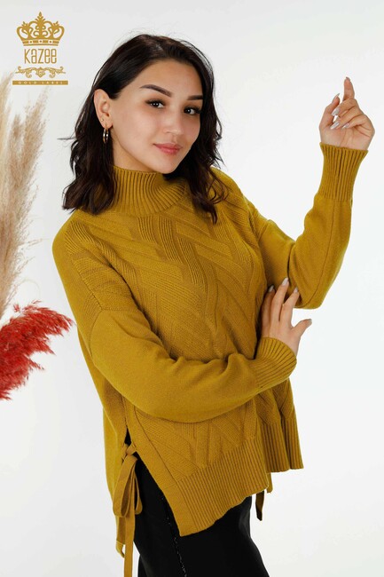 Women's Knitwear with Thread Tie Sides Mustard - 30000 | KAZEE - Thumbnail