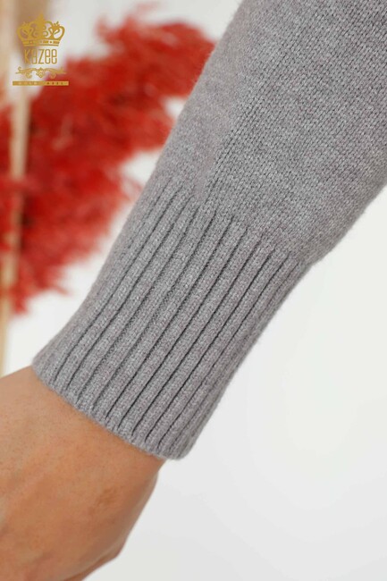 Women's Knitwear with Thread Tie Sides Gray - 30000 | KAZEE - Thumbnail