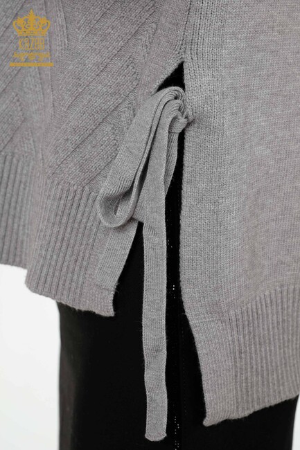 Women's Knitwear with Thread Tie Sides Gray - 30000 | KAZEE - Thumbnail