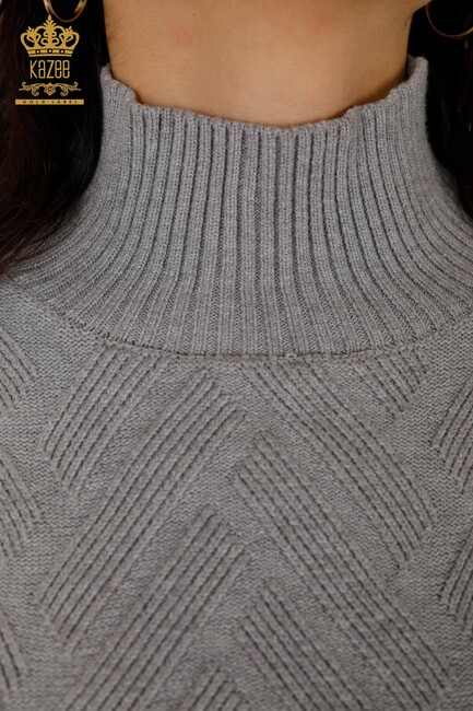 Women's Knitwear with Thread Tie Sides Gray - 30000 | KAZEE - Thumbnail