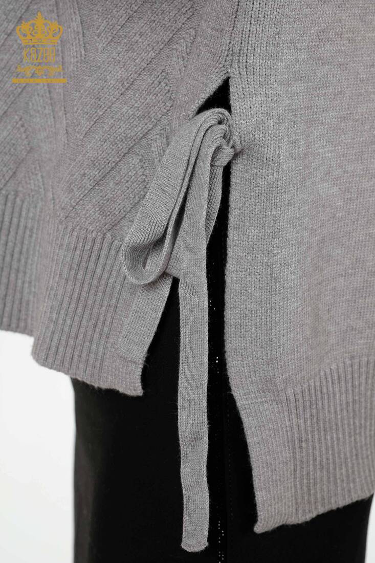 Women's Knitwear with Thread Tie Sides Gray - 30000 | KAZEE