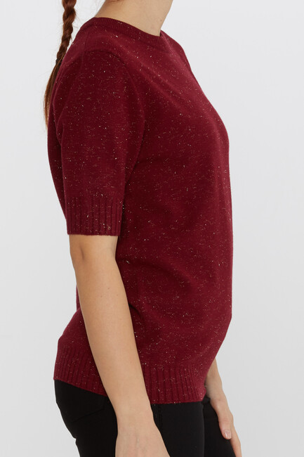 Women's Knitwear Glitter Detailed American Model Burgundy - 31635 | KAZEE - Thumbnail