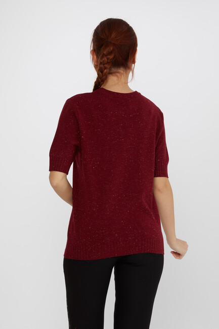 Women's Knitwear Glitter Detailed American Model Burgundy - 31635 | KAZEE - Thumbnail