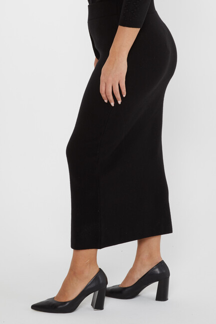 Women's Knitted Skirt Button Detail Black - 31031 | KAZEE - Thumbnail