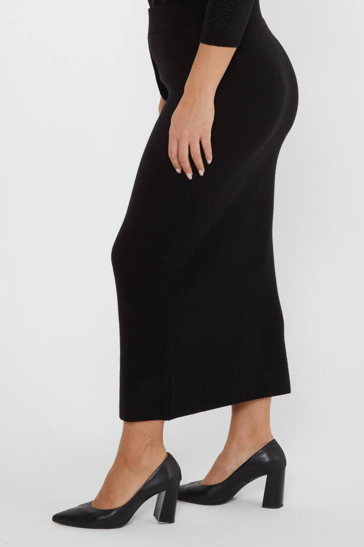 Women's Knitted Skirt Button Detail Black - 31031 | KAZEE