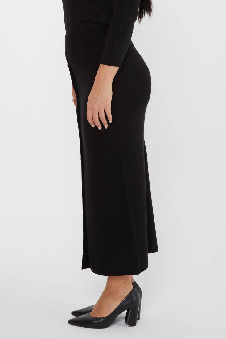 Women's Knitted Skirt Button Detail Black - 31031 | KAZEE