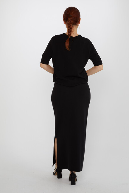 Women's Knitted Skirt Slit Detail Black - 31676 | KAZEE - Thumbnail