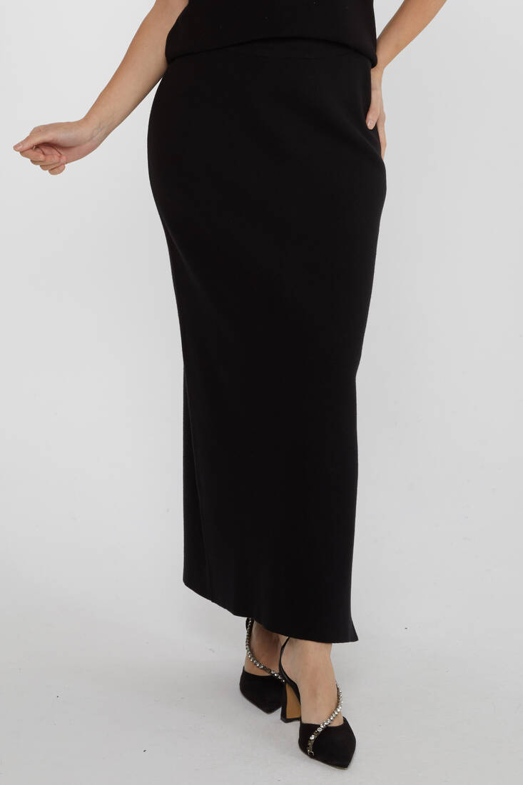 Women's Knitted Skirt Slit Detail Black - 31676 | KAZEE