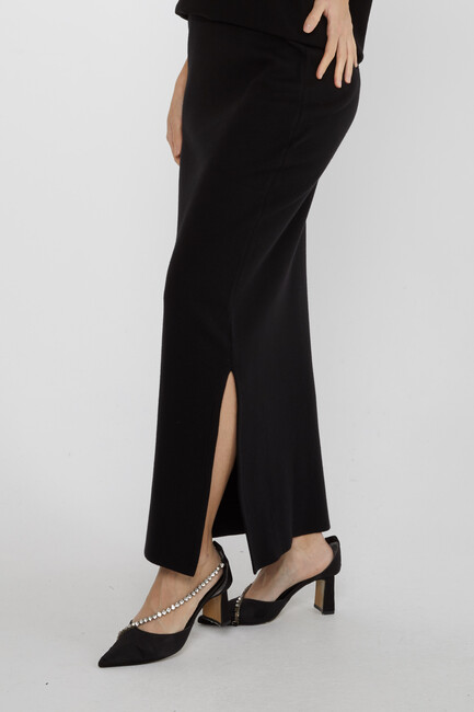 Women's Knitted Skirt Slit Detail Black - 31676 | KAZEE - Thumbnail