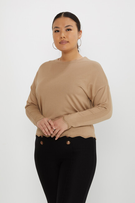 Women's Knitwear Sleeve Detailed Stone Beige - 31724 | KAZEE - Thumbnail