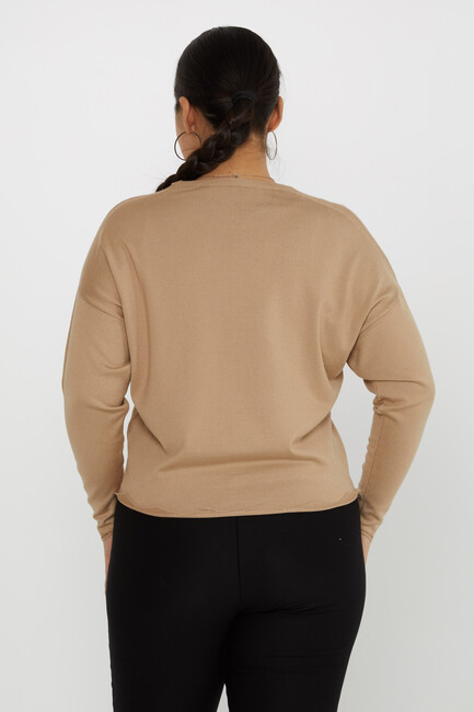 Women's Knitwear Sleeve Detailed Stone Beige - 31724 | KAZEE - Thumbnail