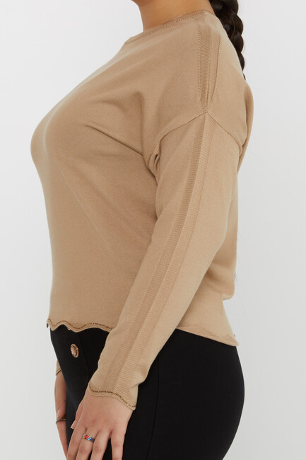 Women's Knitwear Sleeve Detailed Stone Beige - 31724 | KAZEE - Thumbnail